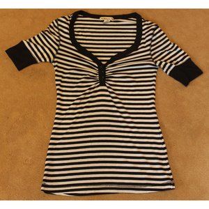 "forever" striped black/white polo